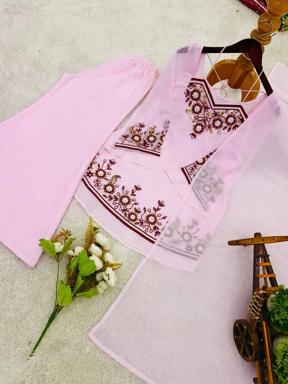 Elegant Embroidered Georgette Palazzo Set for Festive and Party Wear