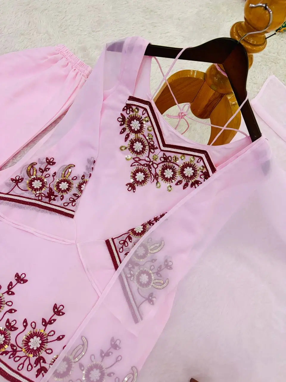 Elegant Embroidered Georgette Palazzo Set for Festive and Party Wear