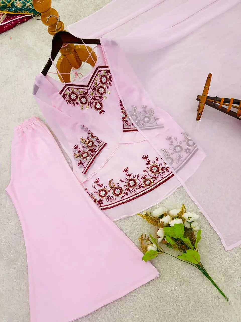 Elegant Embroidered Georgette Palazzo Set for Festive and Party Wear