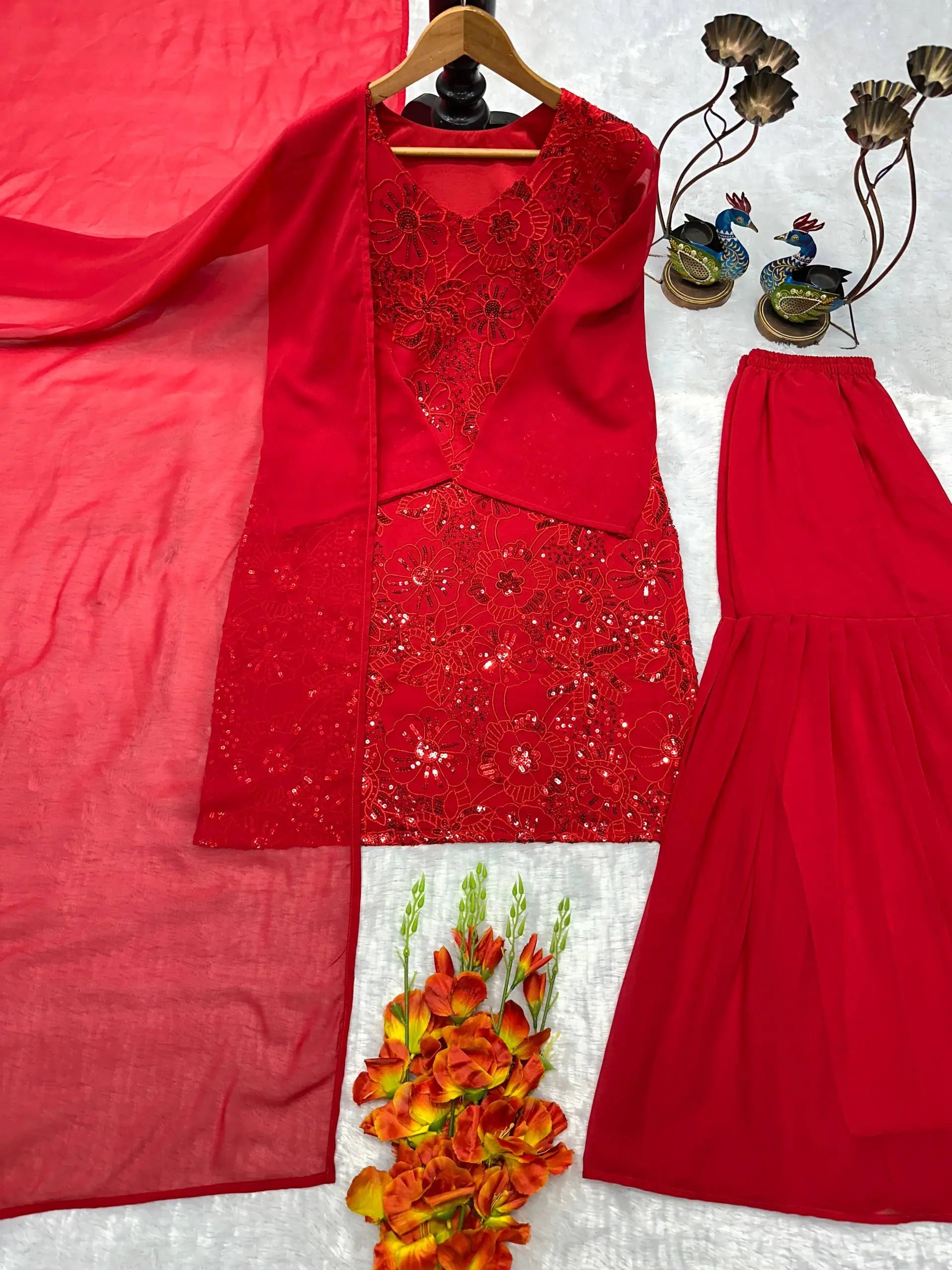 Elegant Embroidered Georgette Suit Set for Festive and Party Wear
