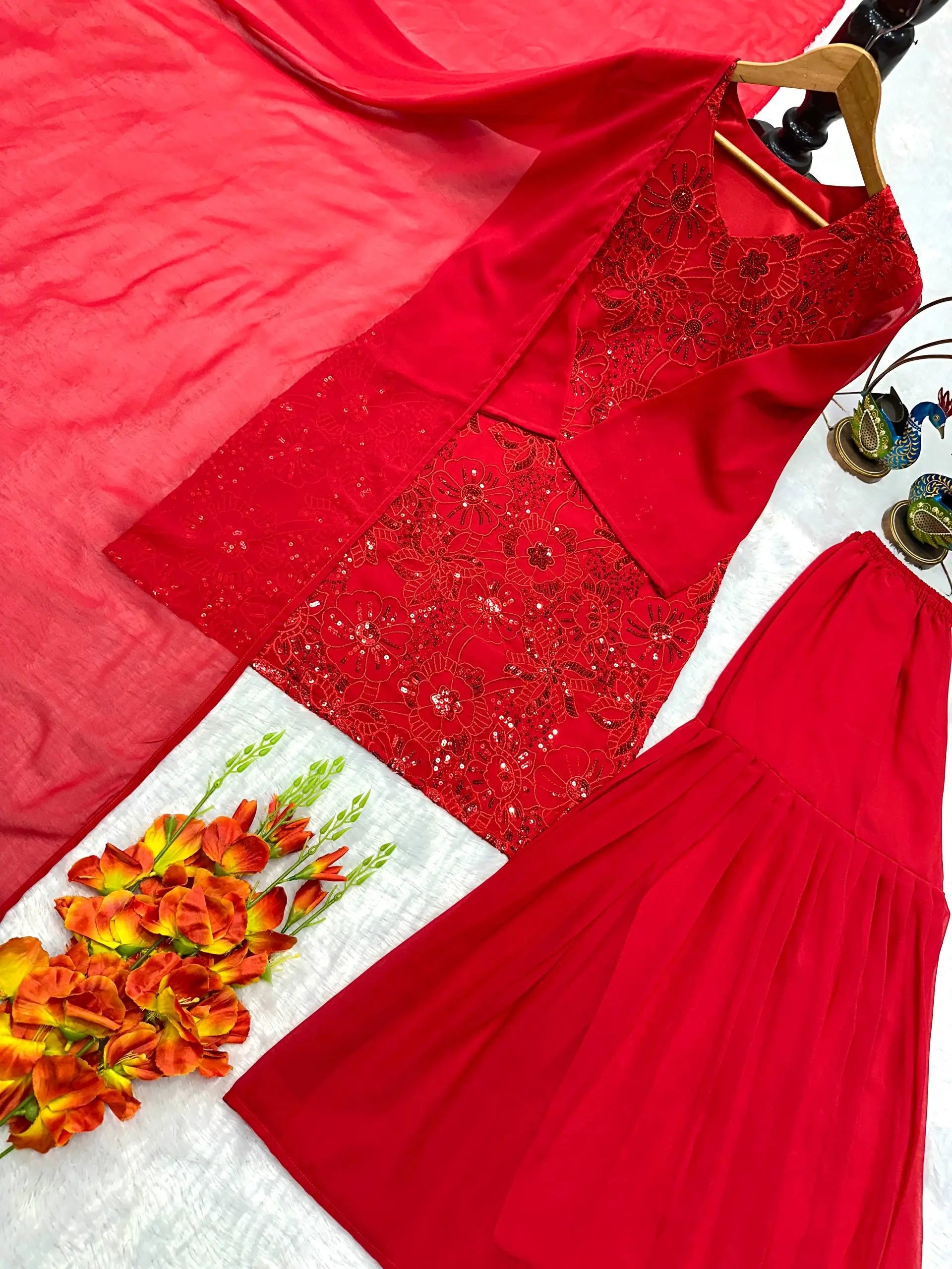 Elegant Embroidered Georgette Suit Set for Festive and Party Wear