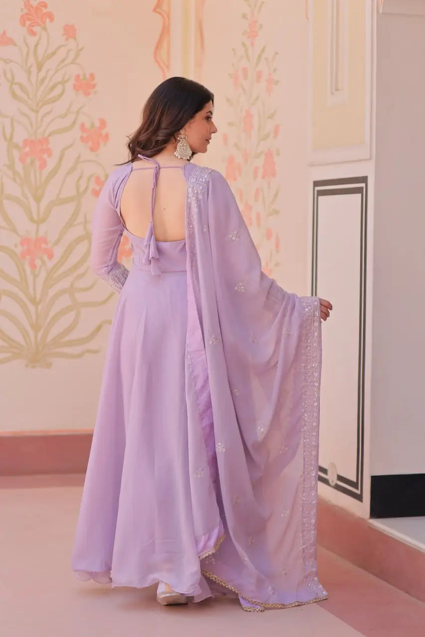 Elegant Embroidered Gown Set with Dupatta for Festive and Wedding Wear