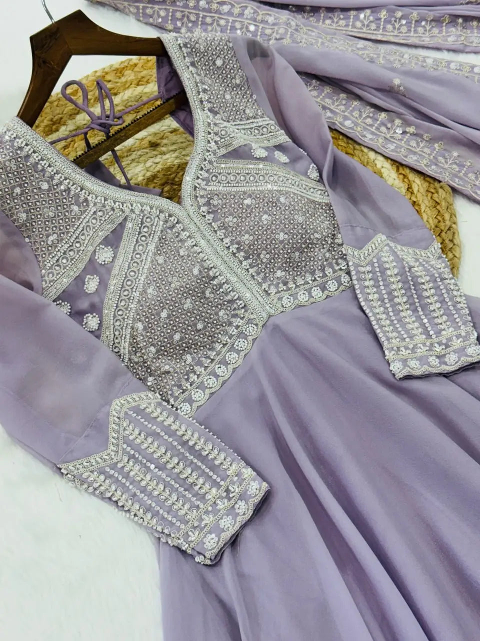 Elegant Embroidered Gown Set with Dupatta for Festive and Wedding Wear
