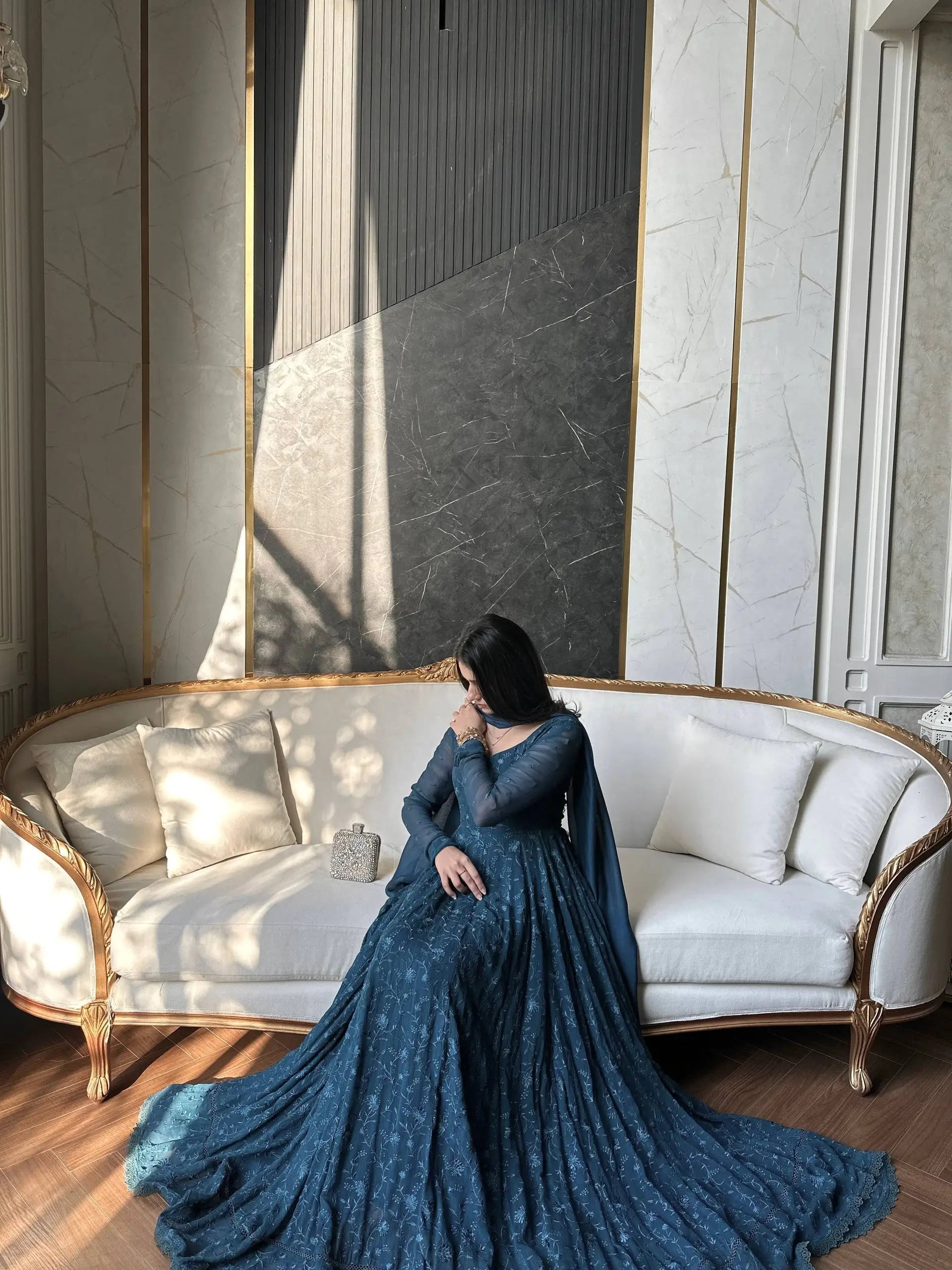 Elegant Embroidered Gown Set with Dupatta for Festive and Wedding Wear