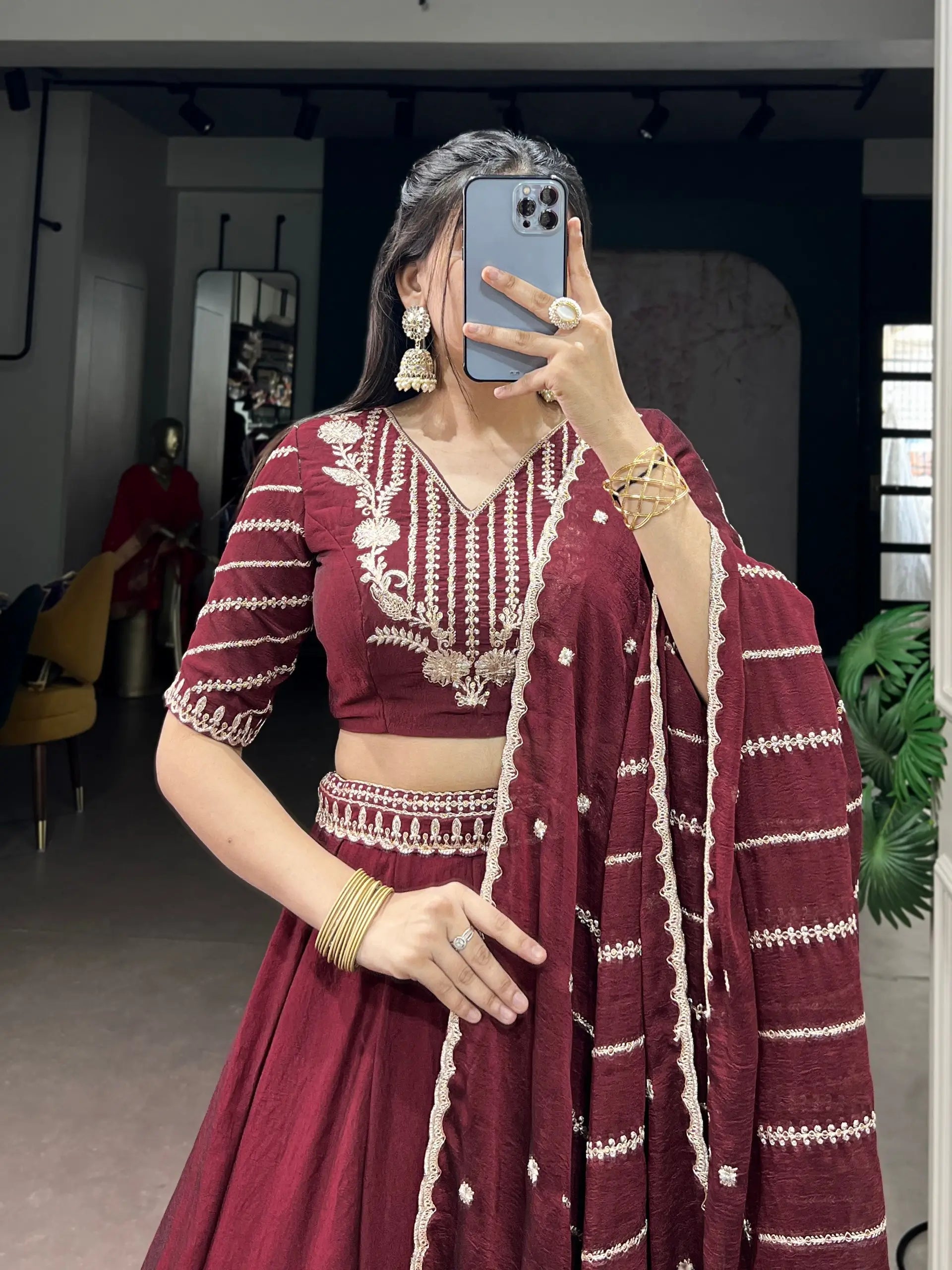 Elegant Embroidered Lehenga Set with Dupatta for Wedding and Festive Wear