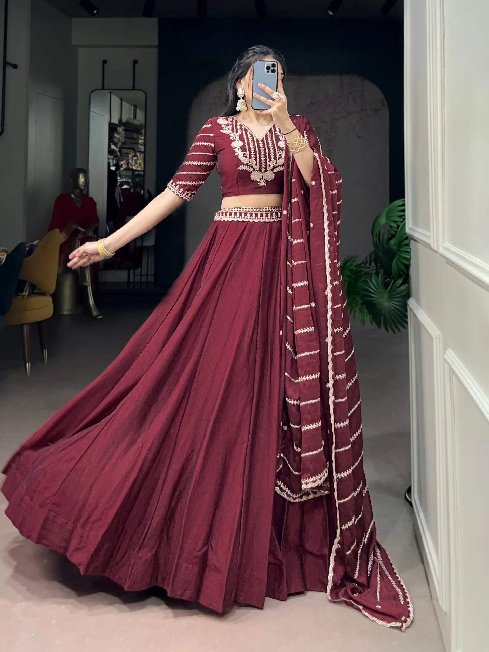 Elegant Embroidered Lehenga Set with Dupatta for Wedding and Festive Wear