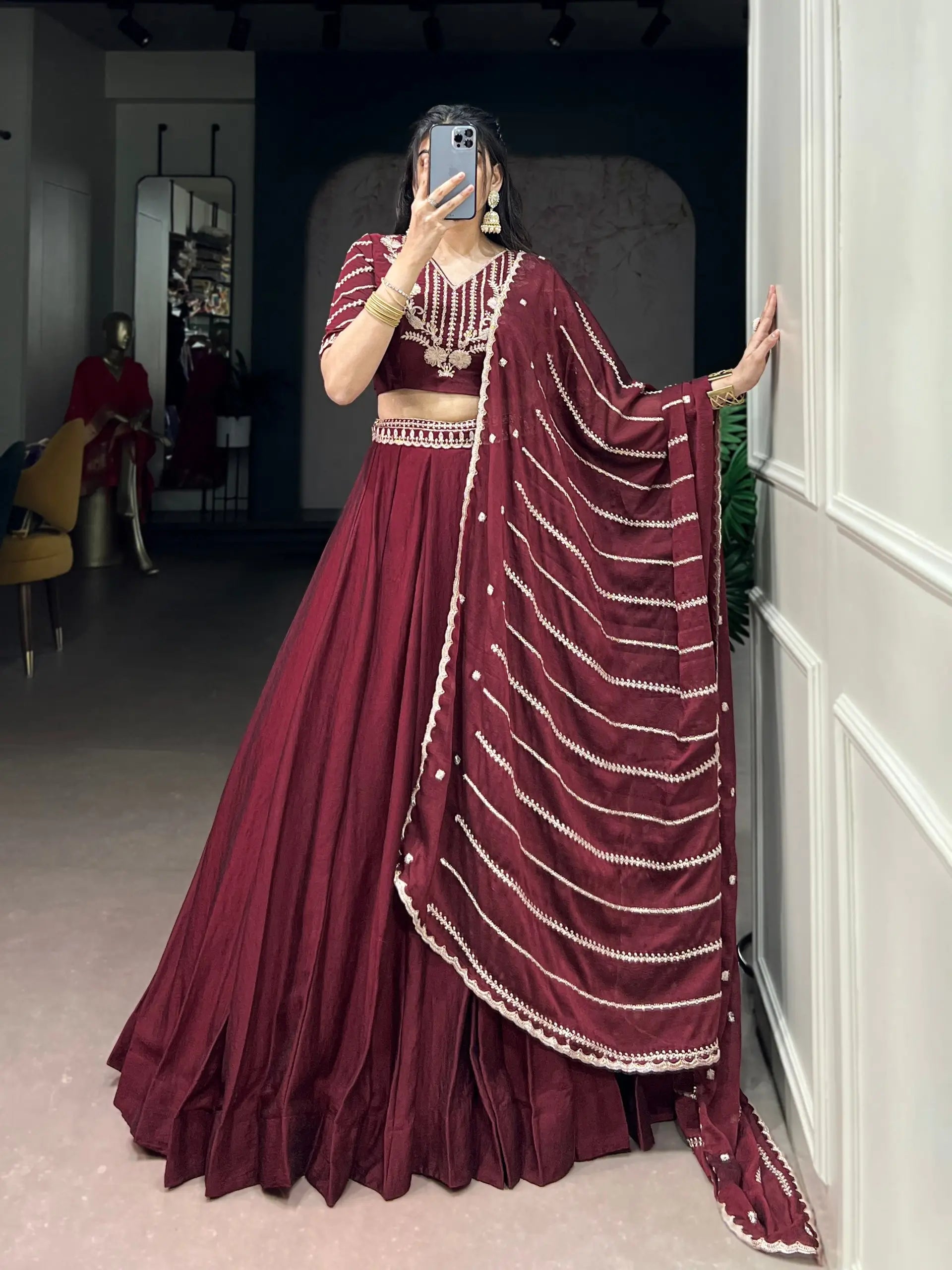 Elegant Embroidered Lehenga Set with Dupatta for Wedding and Festive Wear