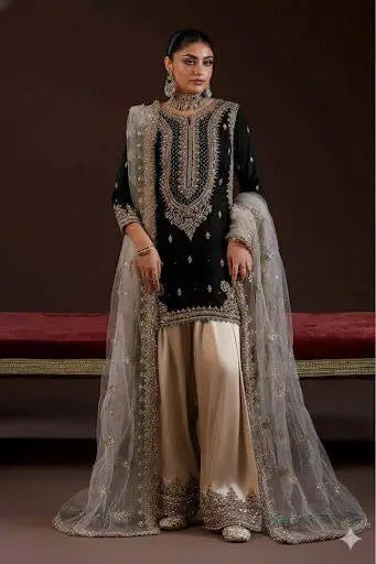Elegant Embroidered Palazzo Suit Set for Festive and Family Occasions