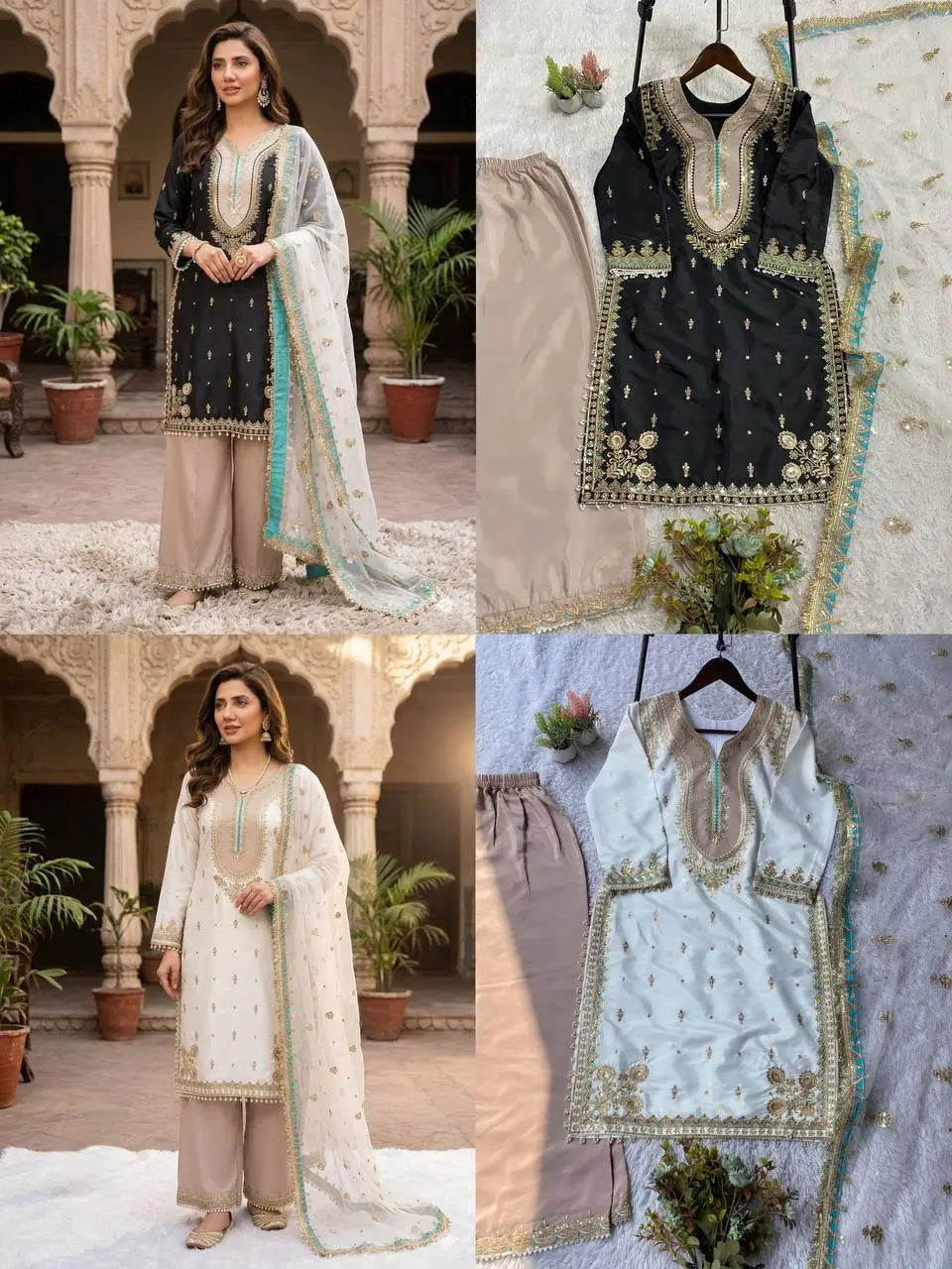 Elegant Embroidered Palazzo Suit Set for Festive and Family Occasions