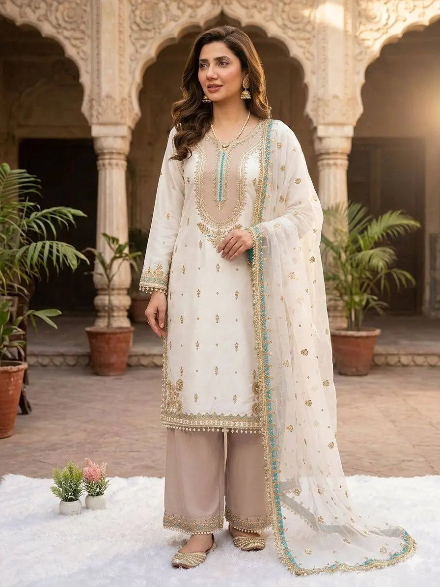 Elegant Embroidered Palazzo Suit Set for Festive and Family Occasions
