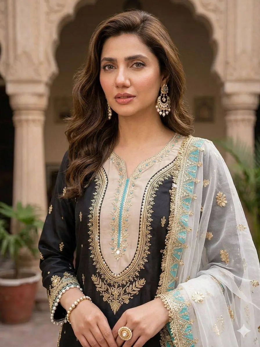 Elegant Embroidered Palazzo Suit Set for Festive and Family Occasions