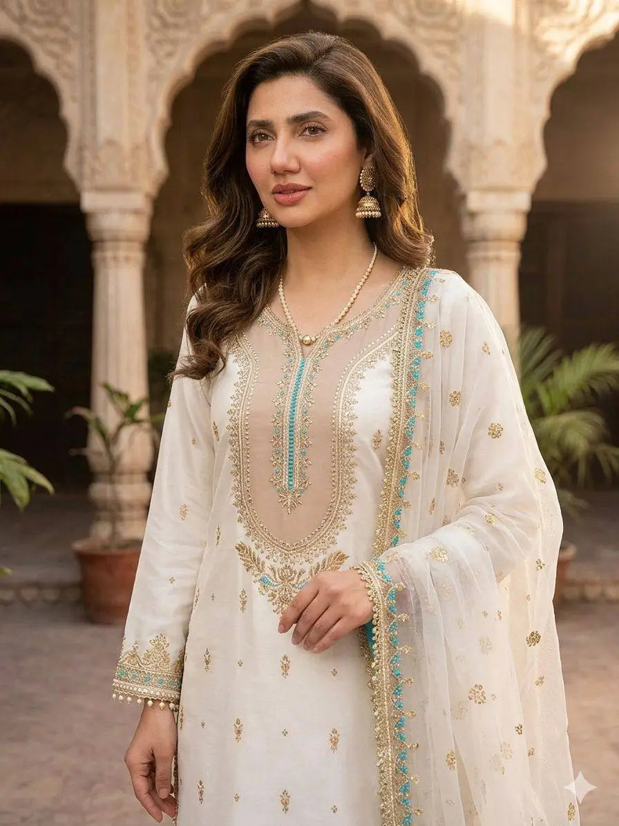 Elegant Embroidered Palazzo Suit Set for Festive and Family Occasions