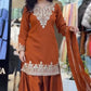 Elegant Embroidered Palazzo Suit Set in White and orange for Festive and Family Occasions