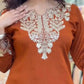 Elegant Embroidered Palazzo Suit Set in White and orange for Festive and Family Occasions