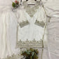 Elegant Embroidered Palazzo Suit Set in White and orange for Festive and Family Occasions