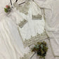 Elegant Embroidered Palazzo Suit Set in White and orange for Festive and Family Occasions