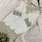 Elegant Embroidered Palazzo Suit Set in White and orange for Festive and Family Occasions