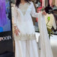 Elegant Embroidered Palazzo Suit Set in White and orange for Festive and Family Occasions