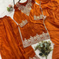 Elegant Embroidered Palazzo Suit Set in White and orange for Festive and Family Occasions