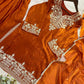 Elegant Embroidered Palazzo Suit Set in White and orange for Festive and Family Occasions