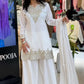 Elegant Embroidered Palazzo Suit Set in White and orange for Festive and Family Occasions