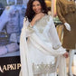Elegant Embroidered Palazzo Suit Set in White and orange for Festive and Family Occasions