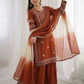 Elegant Embroidered Rayon Cotton Farshi Suit Set
