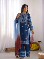 Elegant Embroidered Rayon Cotton Farshi Suit Set