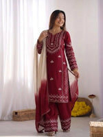 Elegant Embroidered Rayon Cotton Farshi Suit Set