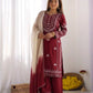 Elegant Embroidered Rayon Cotton Farshi Suit Set