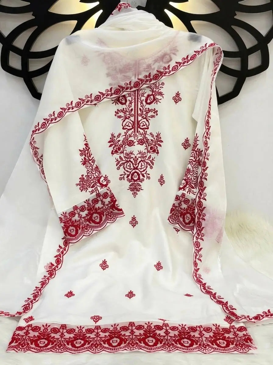Elegant Embroidered Rayon Cotton Farshi Suit Set for Festive and Daily Wear