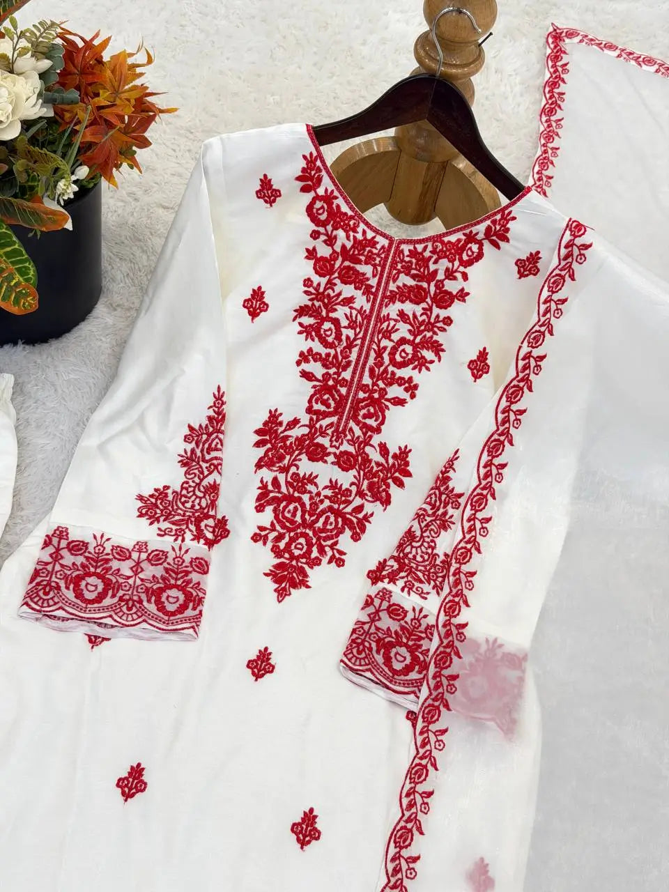Elegant Embroidered Rayon Cotton Farshi Suit Set for Festive and Daily Wear
