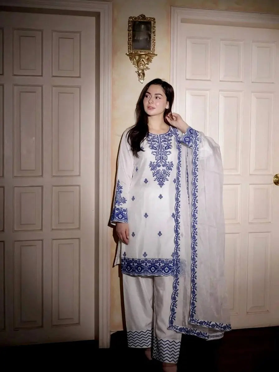 Elegant Embroidered Rayon Cotton Farshi Suit Set for Festive and Daily Wear