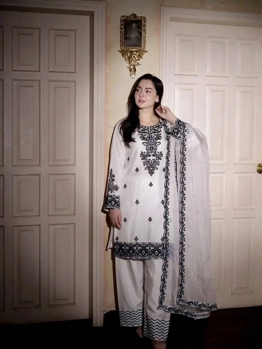 Elegant Embroidered Rayon Cotton Farshi Suit Set for Festive and Daily Wear