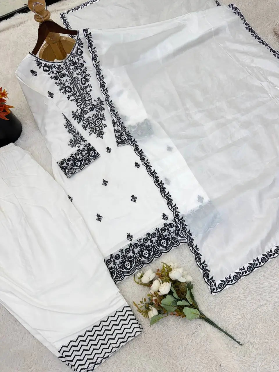 Elegant Embroidered Rayon Cotton Farshi Suit Set for Festive and Daily Wear