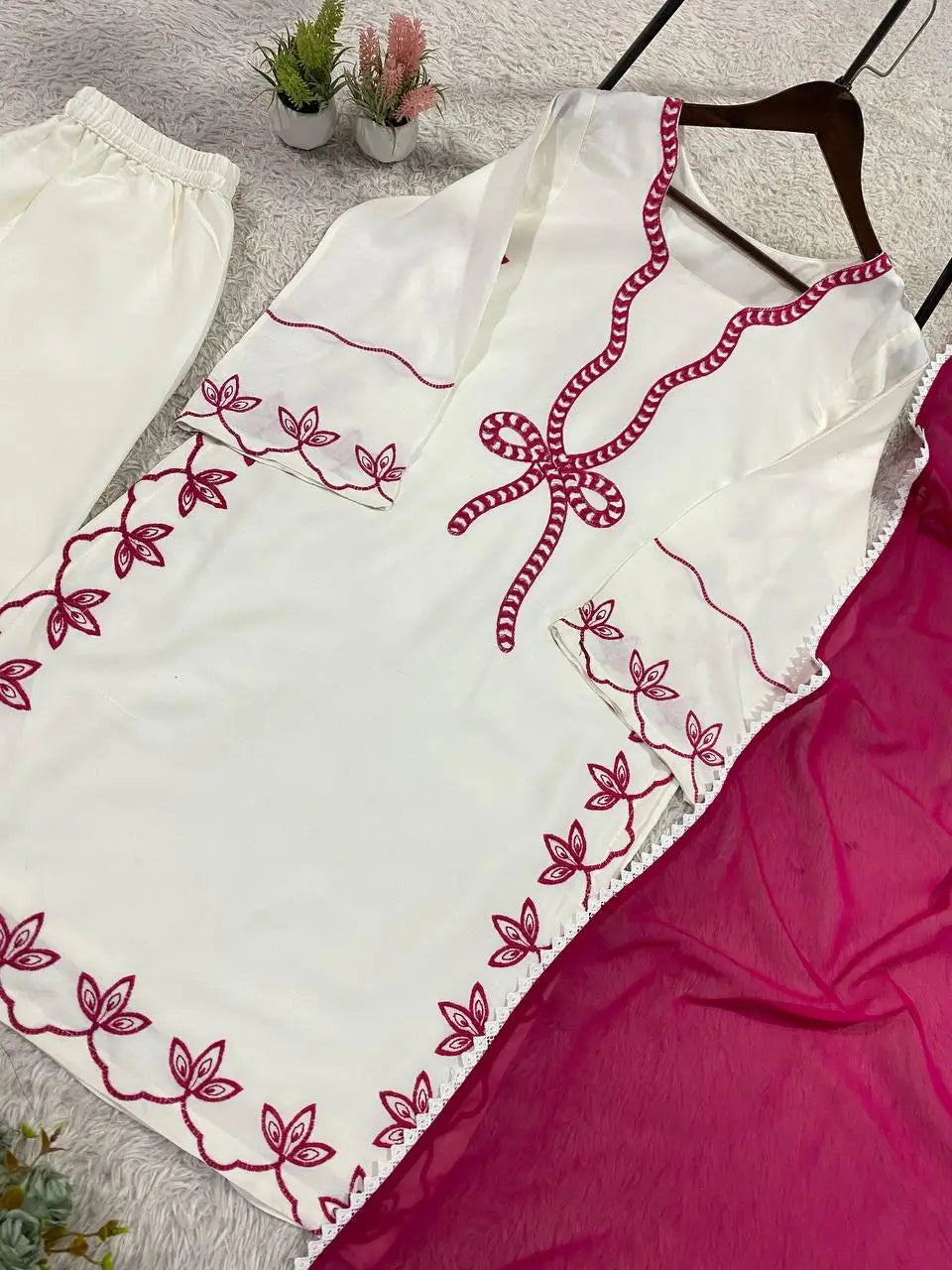 Elegant Embroidered Rayon Palazzo Suit Set for Festive and Casual Functions
