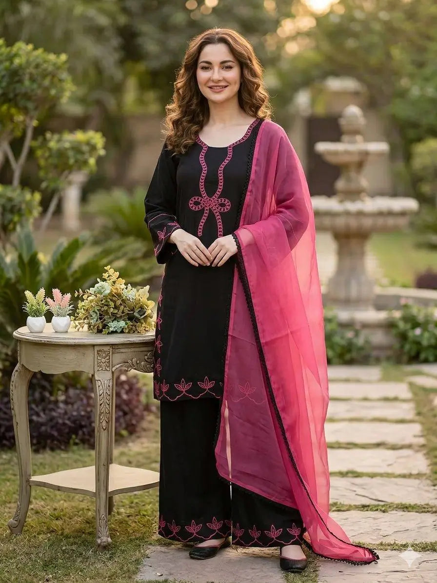 Elegant Embroidered Rayon Palazzo Suit Set for Festive and Casual Functions