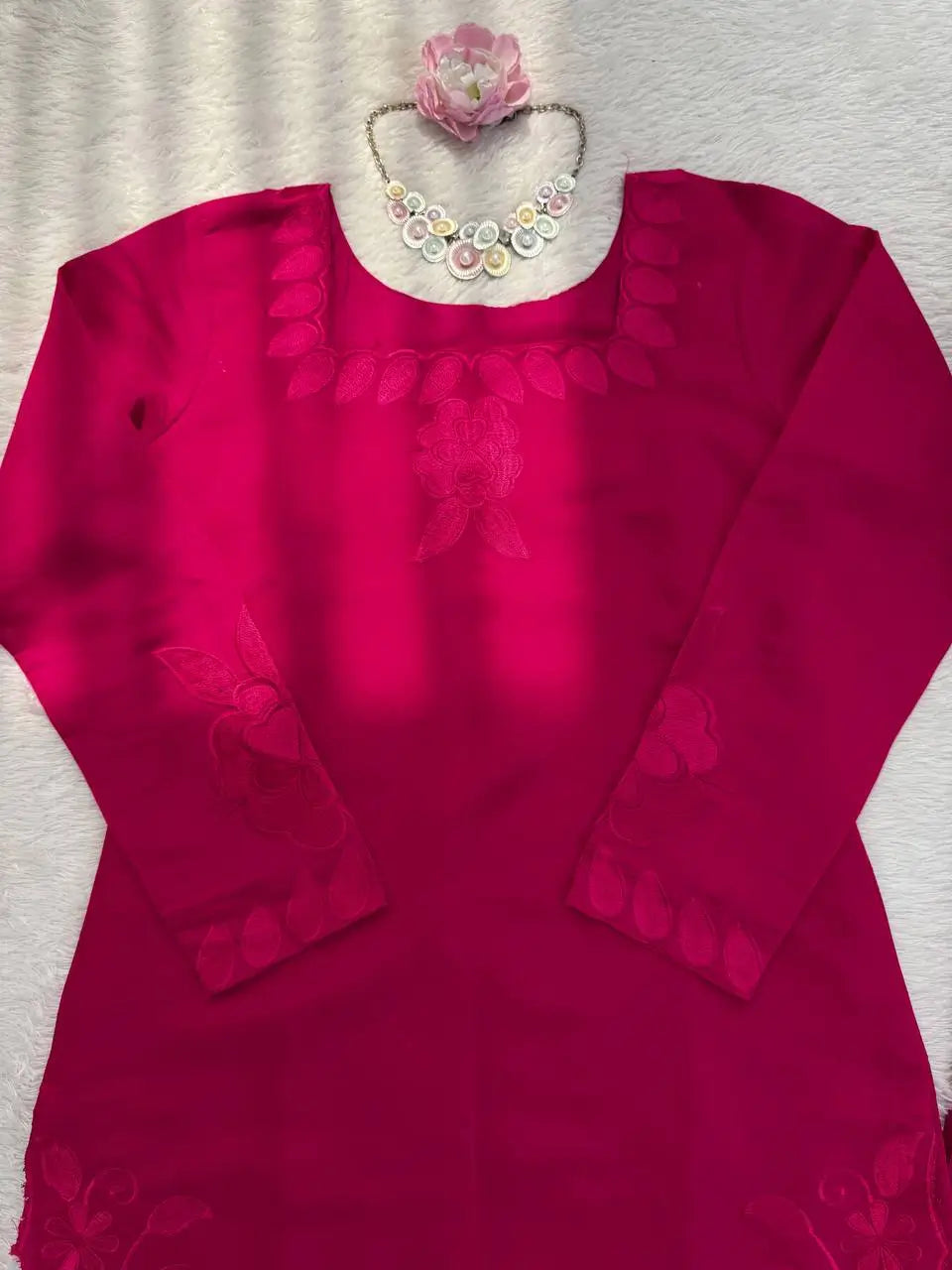 Elegant Embroidered Roman Palazzo Suit Set for Festive and Family Functions