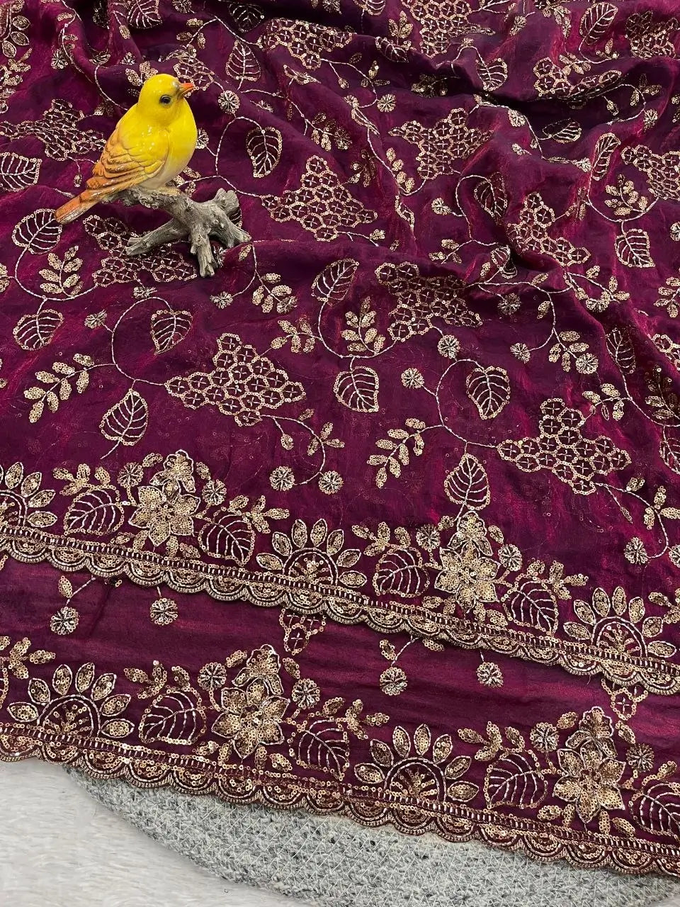Elegant Embroidered Satin Silk Saree for Festive and Party Wear