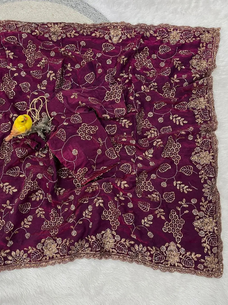 Elegant Embroidered Satin Silk Saree for Festive and Party Wear