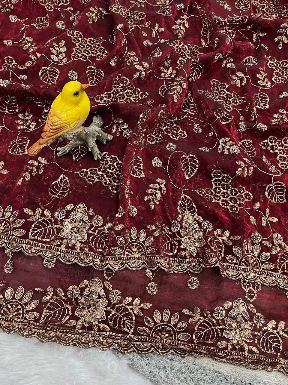 Elegant Embroidered Satin Silk Saree for Festive and Party Wear