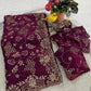 Elegant Embroidered Satin Silk Saree for Festive and Party Wear