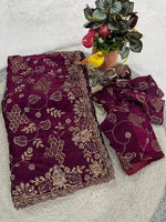 Elegant Embroidered Satin Silk Saree for Festive and Party Wear