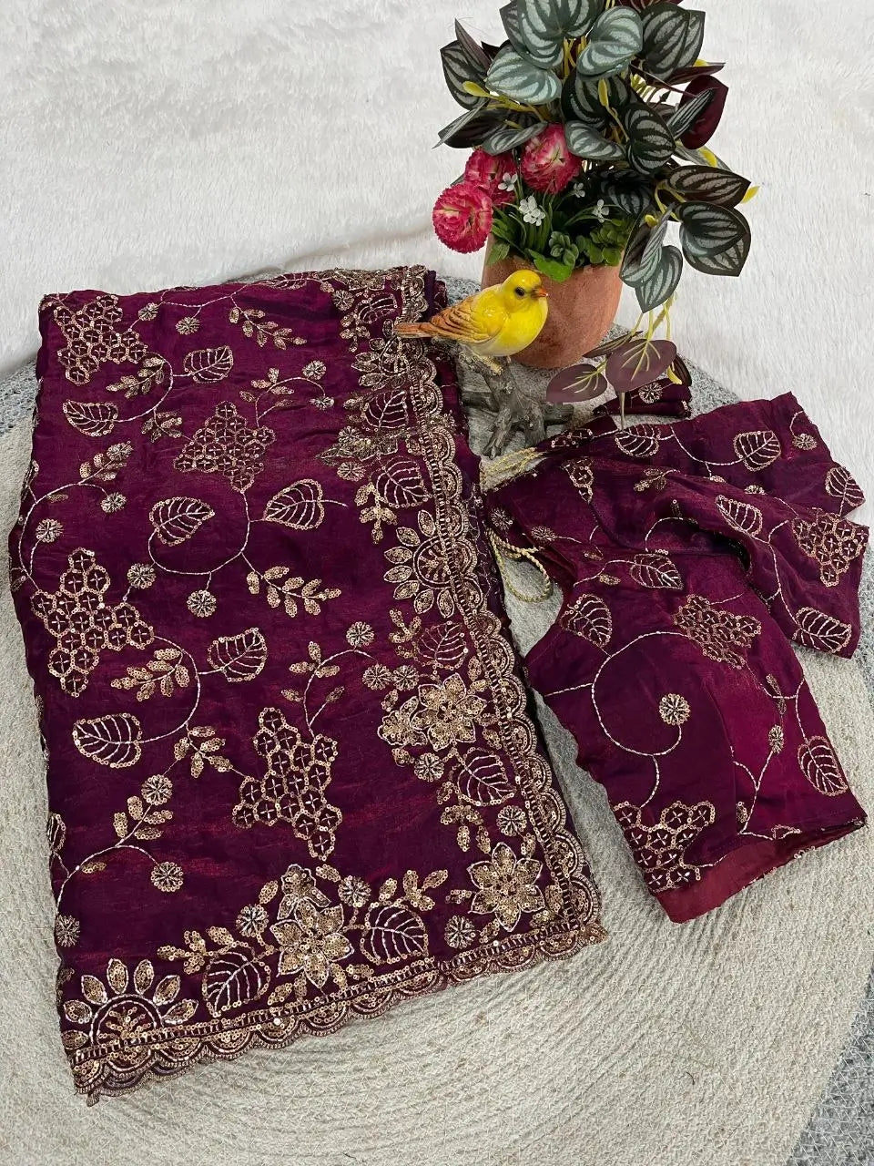 Elegant Embroidered Satin Silk Saree for Festive and Party Wear