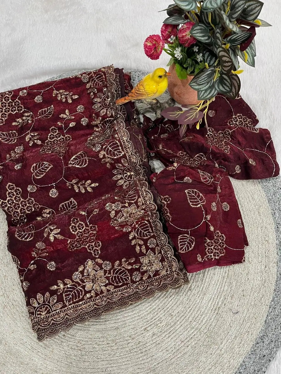 Elegant Embroidered Satin Silk Saree for Festive and Party Wear