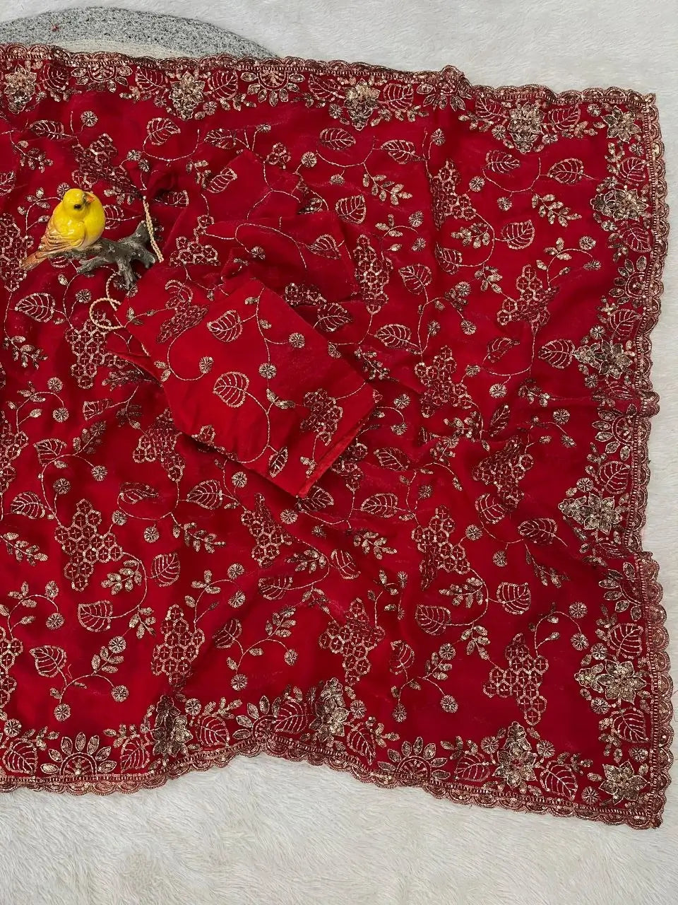 Elegant Embroidered Satin Silk Saree for Festive and Party Wear