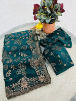Elegant Embroidered Satin Silk Saree for Festive and Party Wear
