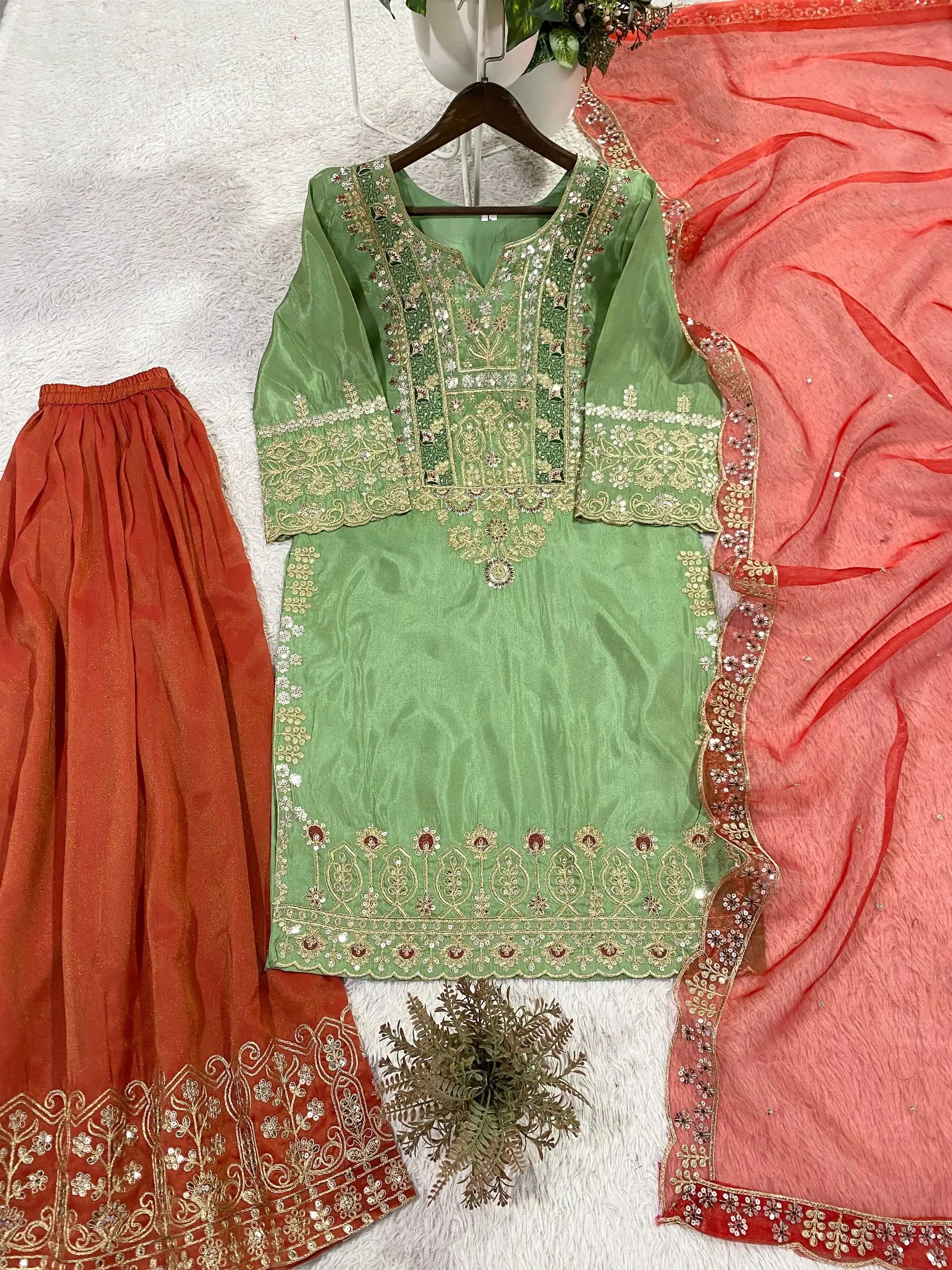 Elegant Embroidered Sharara Suit Set for Festive and Wedding Wear