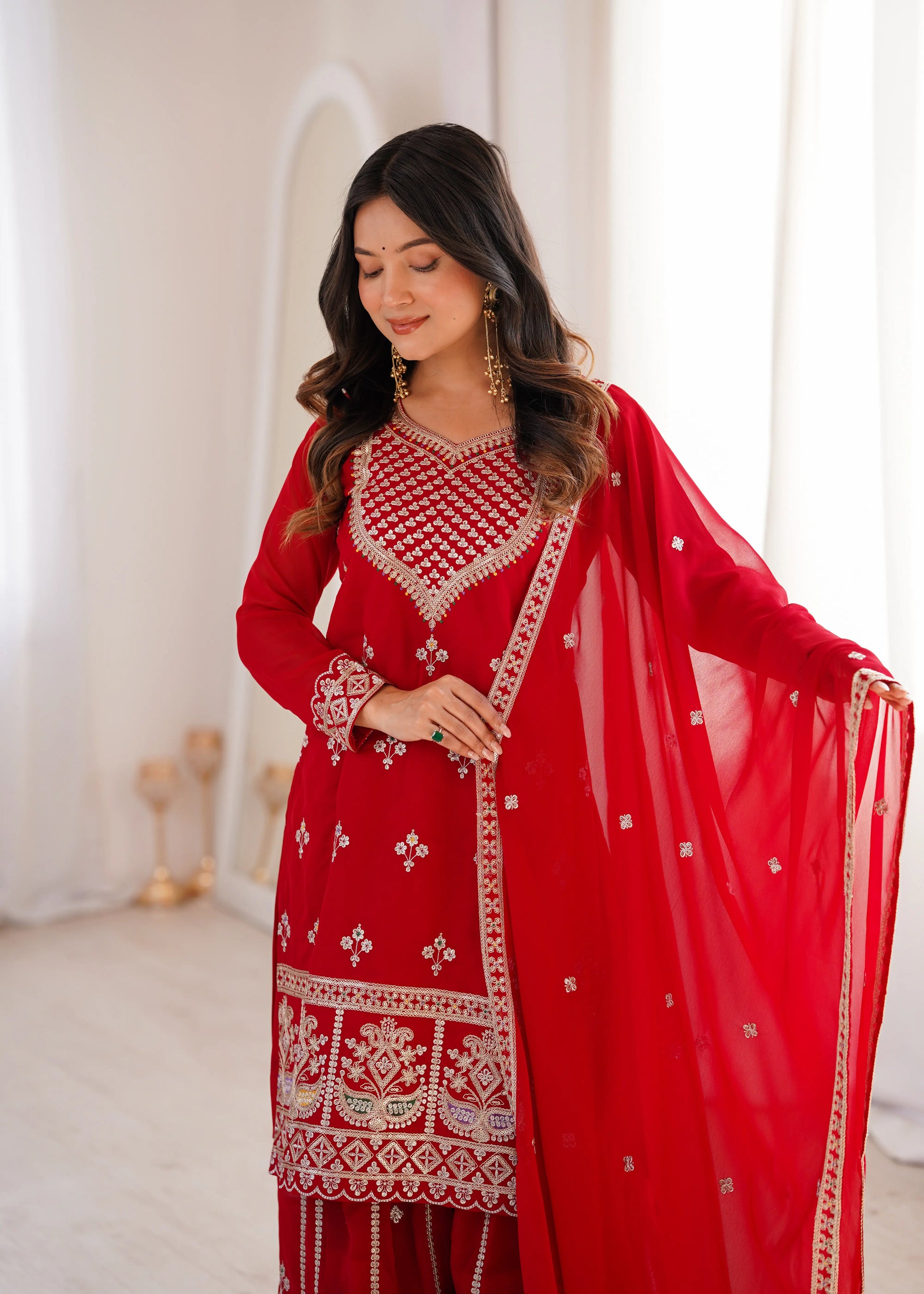Elegant Embroidered Sharara Suit Set for Festive and Wedding Wear
