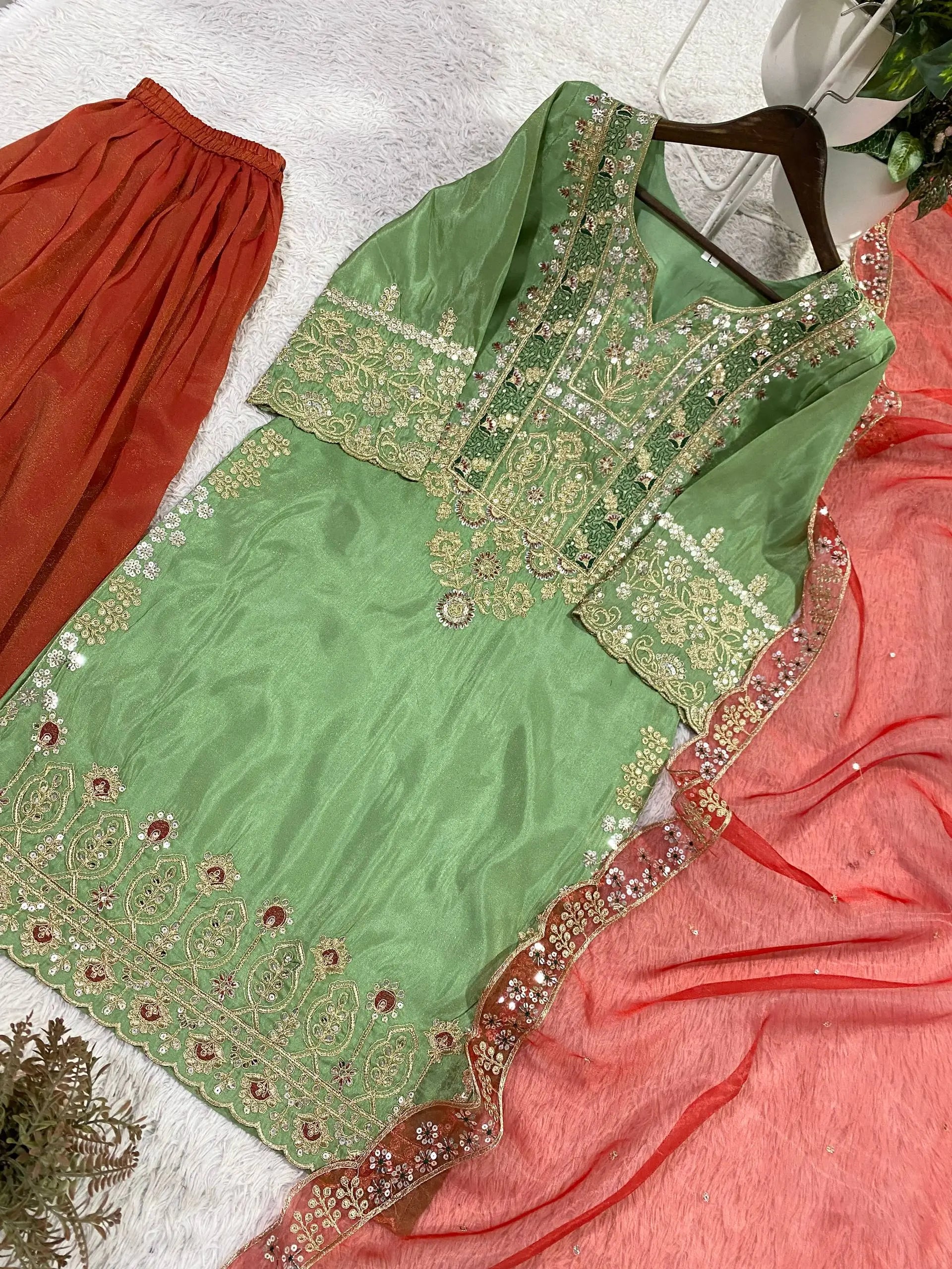 Elegant Embroidered Sharara Suit Set for Festive and Wedding Wear